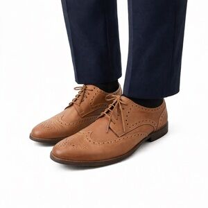 Size 10 Rockport Men’s Leather Wingtip Oxford Dress Shoes M77063 Wide Brown